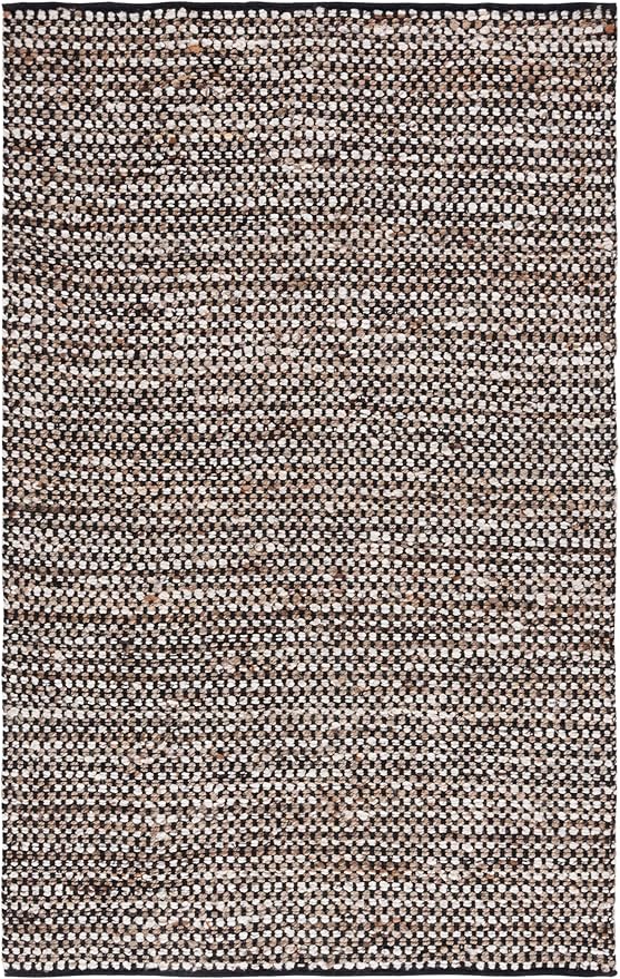 SAFAVIEH Natura Collection Area Rug - 5' x 8', Black & Ivory, Handmade Flat Weave Wool & Jute, Ideal for High Traffic Areas in Living Room, Bedroom (NAT349Z)