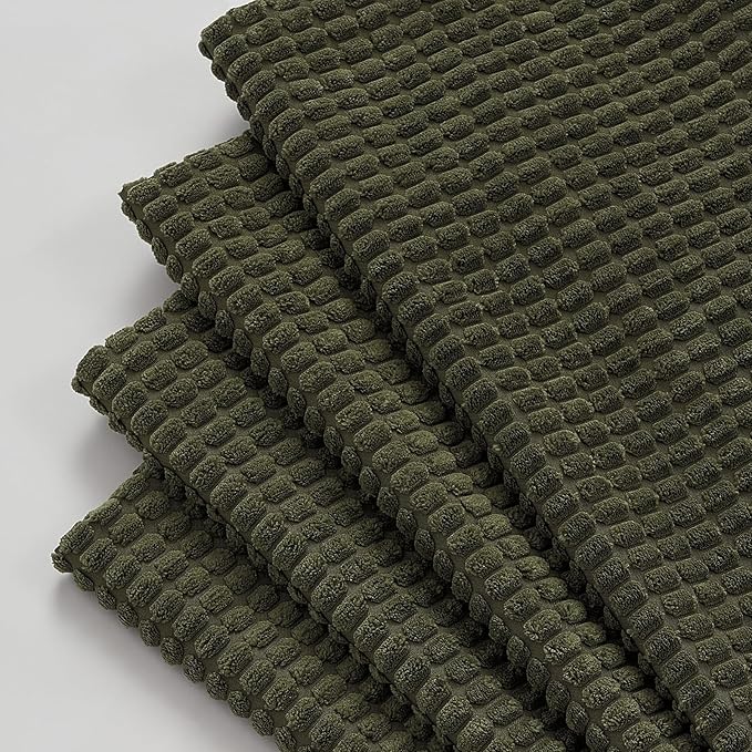 Topfinel 4 Packs OliveGreen Decorative Throw Pillow Covers 18x18 Inch for Living Room Couch Bed Sofa, Boho Western Farmhouse Home Decor, Square Soft Moss Corduroy Fall Cushion Case 45x45 cm