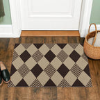 2x3 Diamond Front Door Rug Indoor Entrance - Easy Jute Door Rugs for Entryway, Doorway, Kitchen, Mudroom, Non Slip with Rubber Backing Fall Beige Black Décor
