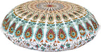 32" Peacock Mandala Bohemian Yoga Meditation Floor Pillow Cover Comfortable Home Car Bed Sofa Cushion Couch Seating Large Zipped Throw (32 inches, White Multi)