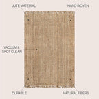 JONATHAN Y Handwoven Jute Fringe Natural Indoor Area Rug, 4x6, Pata, Bohemian, Rustic, Cottage, Easy-Cleaning for Living Room, Bedroom, Kitchen, Non-Shedding (NRF103A-4)