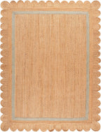 SAFAVIEH 8x10 Area Rug - Natural Fiber Collection - Large - Natural & Light Blue, Handmade Jute, Ideal for Living Room, Bedroom, Dining Space (NF896L)