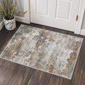 GENIMO 2x3 Rugs for Entryway Entrance, Modern Machine Washable Rug Ultra Soft Indoor Area Rugs 2x3 for Bedroom Kitchen Bathroom, Lightweight Low Pile Carpet with Non Slip Backing, Grey Brown Beige