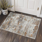 GENIMO 2x3 Rugs for Entryway Entrance, Modern Machine Washable Rug Ultra Soft Indoor Area Rugs 2x3 for Bedroom Kitchen Bathroom, Lightweight Low Pile Carpet with Non Slip Backing, Grey Brown Beige
