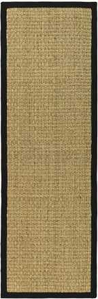 SAFAVIEH Natural Fiber Collection Runner Rug - 2'6" x 12', Natural & Black, Seagrass, Basketweave Pattern with Border (NF114C)