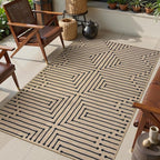 Lahome Boho 3x5 Washable Rugs for Entry, Easy Jute Indoor Outdoor Porch Rugs, Maze Lines Modern Throw Rug Non Slip Stain Resistant Door Mat for Bedroom Living Room Deck