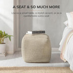 Anji Mountain Pouf Ottoman Foot Rest, Handmade Ottoman Pouf, Comfortable Foot Stool, Decorative Floor Seating for Living Room Decor, Bedroom & Home Décor Accent - Natural