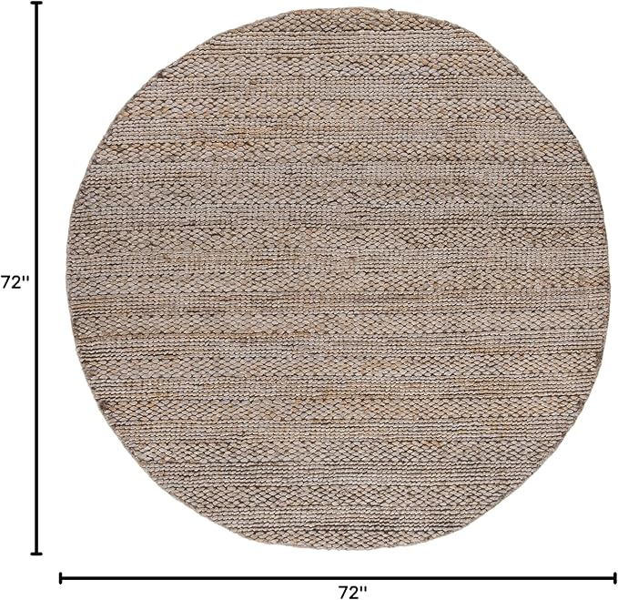 SAFAVIEH Natural Fiber Collection Area Rug - 6' Round, Beige, Handmade Jute, Braided Woven Design, Ideal for Living Room, Bedroom (NF212B)