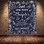 SVBright Navy Blue Reading Tapestry 51Wx59H Inch Book Lovers Wall Hanging Boho Floral Flower Fabric Butterfly Minimalist Modern Simple Line Sketch Home Decor Art for Living Room Bedroom Dorm