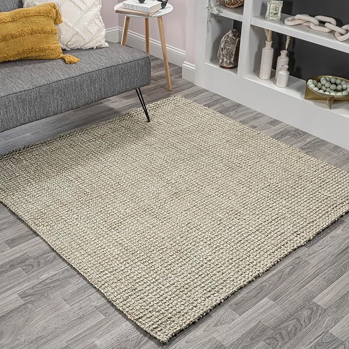 JONATHAN Y Pata Hand Woven Chunky Jute Gray 9x9 Square Indoor Area Rug, Bohemian, Rustic, Cottage, Easy-Cleaning for Living Room, Bedroom, Kitchen, Non-Shedding (NRF102C-9SQ)
