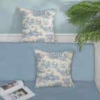 French Country Pillow Covers 18x18 Set of 2 Vintage Baby Blue Toile Throw Pillows Outdoor French Country Decorative Pillowcase Rustic Cottage Farmhouse Cushion Case for Couch Living Room Decor