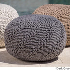 Christopher Knight Home Aria Outdoor Fabric Weave Pouf, Dark Grey