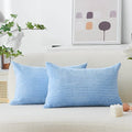 Home Brilliant Lumbar Pillow Covers 12x20 2 Pack Decorative Striped Corduroy Rectangle Cushion Covers Oblong Pillow Covers for Couch, 12 x 20 inch, Baby Boy Blue