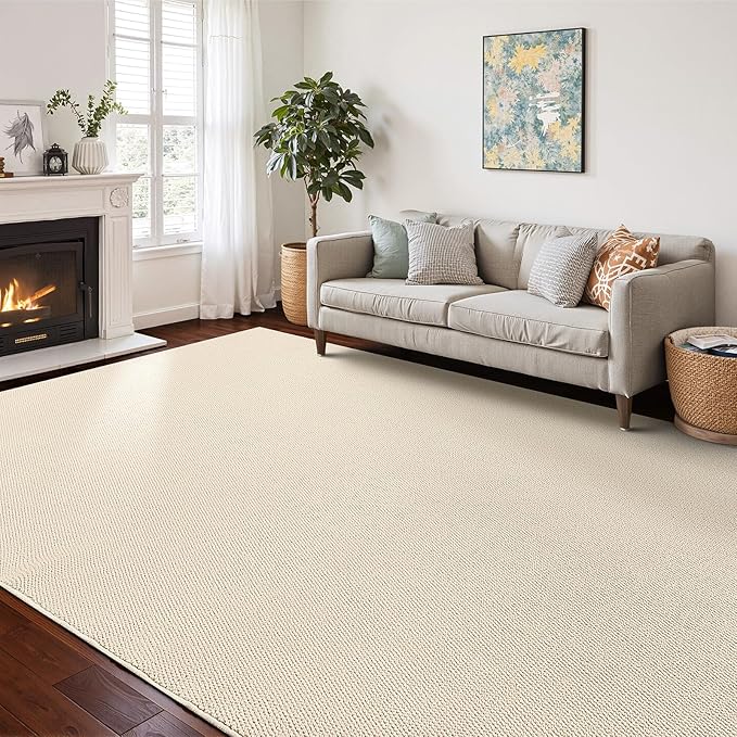 Washable Area Rug 5x7 Feet White Non Slip Living Room Kitchen Rugs Indoor Entryway Rug Floor Carpet for Dining Living Room Bedroom