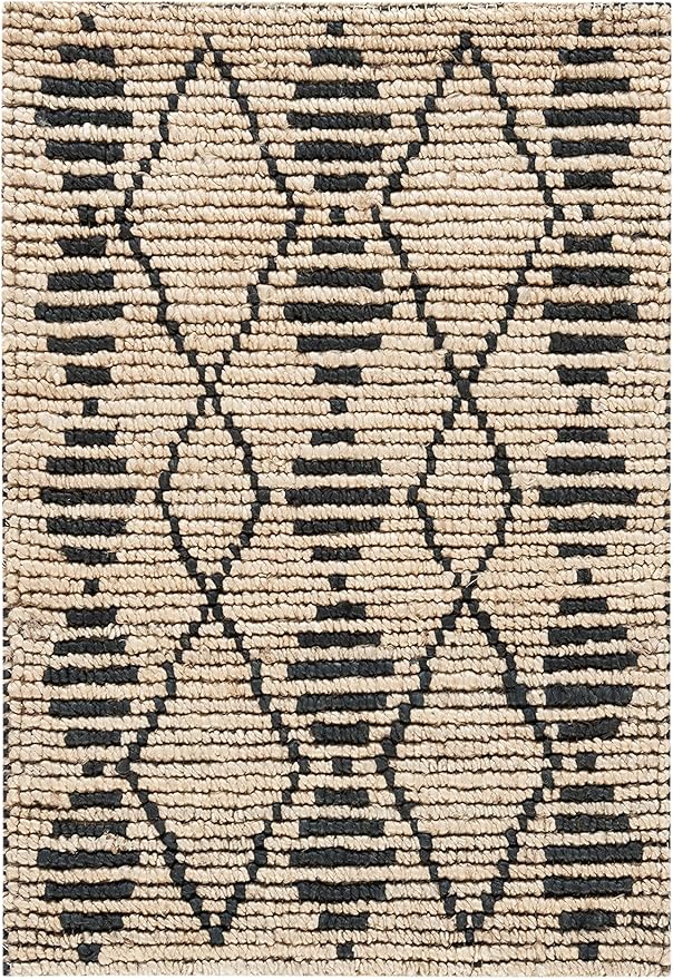SAFAVIEH Bohemian Collection 2' x 3' Beige / Black BOH703Z Handmade Moroccan Tribal Jute Accent Rug