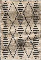 SAFAVIEH Bohemian Collection 2' x 3' Beige / Black BOH703Z Handmade Moroccan Tribal Jute Accent Rug