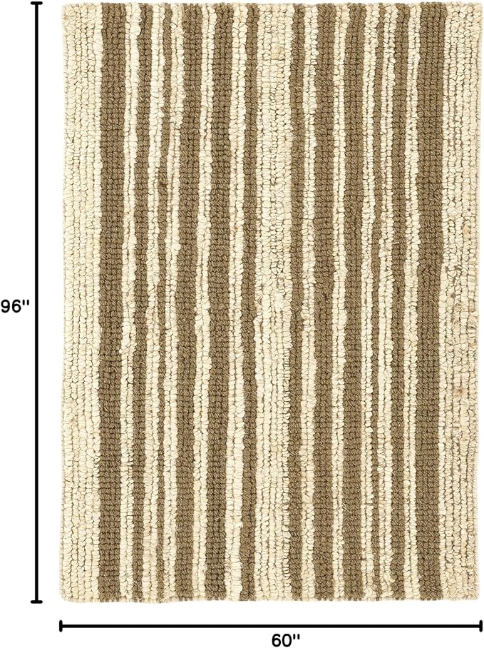 Dash and Albert Calder Stripe Kelp Handwoven Jute Rug, 5 X 8 Feet, Green Stripe Pattern