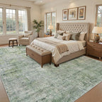 Abstract Rug 8x10 Large Living Room Rugs Neutral Modern Washable Area Rugs for Bedroom Dining Room Non-Slip Stain Resistant Foldable Thin Rug Green