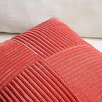 Fancy Homi 2 Packs Red Euro Decorative Throw Pillow Covers 26x26 Inch for Couch Bed Sofa, Holiday Christmas Home Decor Gift, Soft Corss Corduroy Patchwork Textured Square Cushion Case 66x66 cm