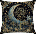 Vintage Dark William Morris Night Moon Forest Decor Pillow Covers 18x18,Black Forest Decor,Dark Dcademia Decorative Throw Pillow Covers for Home Bedroom Living Room