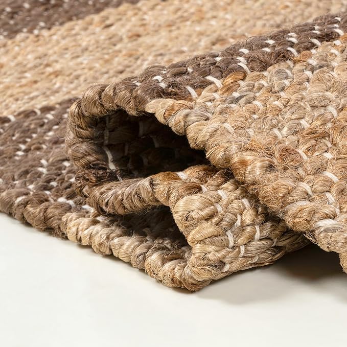 JONATHAN Y Jayden Woven Jute Stripe Natural/Brown Runner Rug, 2x8, Rustic, Farmhouse, Traditional, Lodge, Easy-Cleaning for Living Room, Bedroom, Kitchen, Non-Shedding (NRF202A-28)