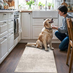 Washable 2x4 Entryway Area Rugs: Abstract Water Resistant Kitchen Sink Rug Non-Slip Durable Doormat Ultra Soft Living Room Bedroom Carpet Low Pile Floor Mat for Bathroom Dining Room(2x4,Beige/Cream)
