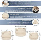 NaturalCozy 3-Piece Boho Decor Storage Basket Set – Cotton Rope Woven Baskets for Organizing! Small Baby Stuff, Shower, Gift Basket, Nursery Planter, Toy Shelves