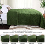 Superior Fleece Boho Jacquard Blanket, Decorative Blankets for Bedroom, Sofa, Fuzzy, Plush, Fluffy, Soft, Cute Room Decor, Beautiful Cover, Comfort Essentials, Arctic Collection, Throw, Green