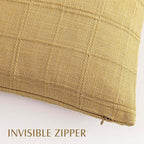 Foindtower Set of 2 Decorative Linen Check Throw Pillow Covers Neutral Farmhouse Vintage Cushion Covers Cozy Modern Boho Accent Home Decor for Sofa Chair Couch Bed Living Room,14×36 Inch,Amber Gold