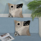 Boho Black Pillow Covers 18x18 Inch Set of 2 Black BeigeTropical Leaf Decor Mid Century Throw Pillows Outdoor Bohemian Modern Decorative Pillowcase Farmhouse Linen Cushion Case for Couch Sofa