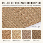 2x4 Washable Rug, Textured Natural Woven Low-Profile Small Runner with Non-Slip Backing, Light Brown, for Kitchen Sink, Laundry Room, Double Door Entryway