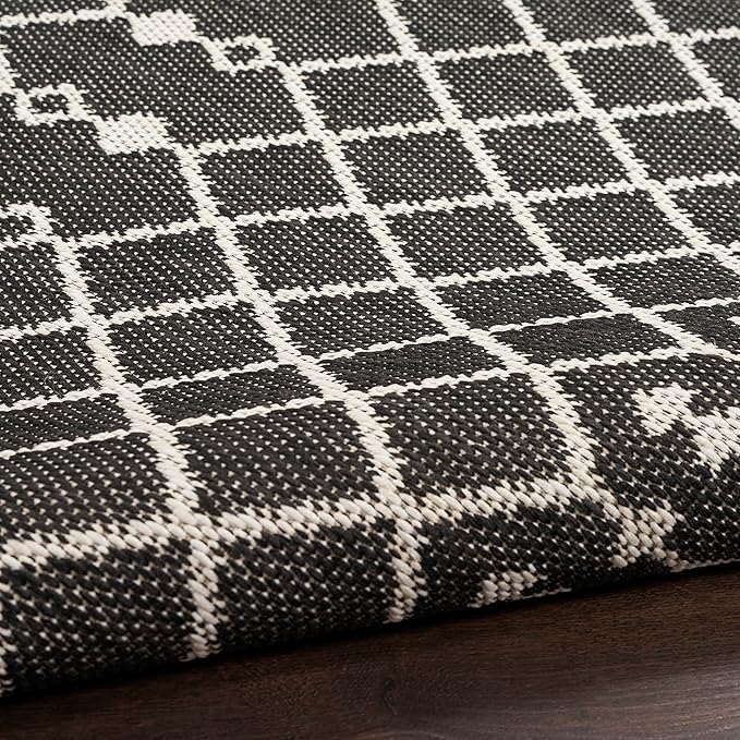 Nourison Home Positano Black 9' x 12' Area Rug - Easy Clean, Non Shedding, Bed Room, Living Room, Dining Room, Kitchen (9' x 12')