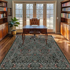 4x6 Area Rug for Bedroom Beside Rug, Laundry Room, Entryway, Kitchen, Washable Non-Slip Low Pile Ultra Soft Stain Resistant Carpet (Dark Green)