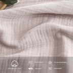 FOSSA Muslin Blanket with Fringe - 4-Layer 100% Cotton Gauze Super Soft & Breathable Throw -Lightweight Decorative Cooling Blanket for Bed, Sofa, Office (Greyish Pink, Twin XL (66" × 90"))