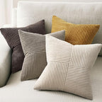 Topfinel Gold Brown Vintage Throw Pillow Covers Set of 4,Rustic Warm Velvet Gold Brown Cushion Covers with Corduroy,Soft Accent Pillowcases for Couch,Bed,Living Room Home Decor 18×18 Inch