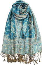 Achillea Reversible Paisley Pashmina Rave Scarf – Exotic Indian Shawls and Wraps for Evening Dresses, Festivals, All Seasons