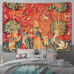 FEASRT European Royal Tapestry Medieval Maiden and Unicorn Tapestry Wall Hanging for Bedroom Living Room Dorm Decor Wall Hanging Tapestries 80x60 inch