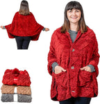 Boho Chic Wearable Blanket -No Sleeves Drape&Go- Poncho Blanket Wrap Shawl - Gifts for Grandma and Mom