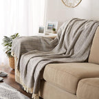 DII Diamond Stitch Woven Throw, Organic Modern, 50 x 60, Gray