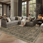 5x7 Washable Area Rug Brown Vintage Distressed Rug for Office Oriental Soft Thin Indoor Retro Carpet Non Slip Low Pile Floor Cover for Living Ding Room Bedroom Laundry Dorm