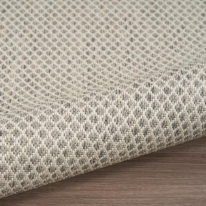 Nourison Home Courtyard Ivory Silver 8' x 10' Area Rug - Easy Clean, Non Shedding, Bed Room, Living Room, Dining Room, Kitchen (8' x 10')