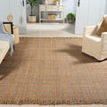 SAFAVIEH Area Rug 8x10 - Natural Fiber Collection - Large - Natural & Grey, Handmade Jute, Ideal for Living Room, Bedroom, Dining Space (NF602F)