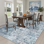Area Rug 6x9 Abstract Rugs for Living Room 6 x 9 Washable Rugs Blue Non Slip Low Pile Rugs for Bedroom Dining Room Foldable Thin