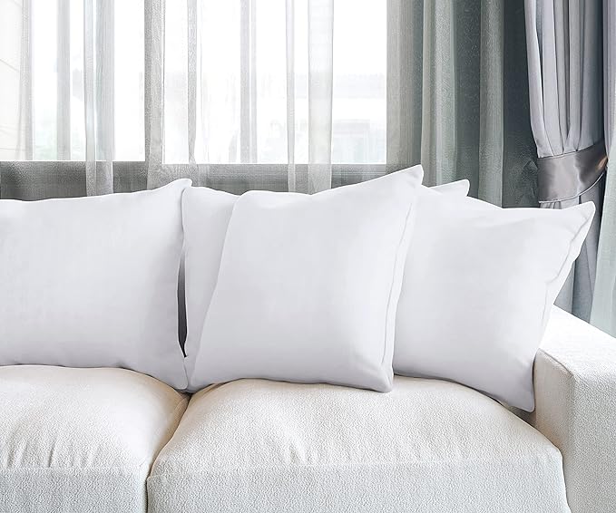 Utopia Bedding Throw Pillows (Set of 4, White) – 24 x 24 Inches Down Alternative Pillows for Bed, Sofa, and Couch - Fluffy Decorative Stuffer Pillow for Indoors & Outdoors