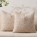 Decorative Couch Throw Pillow Covers 20x20 Set of 2 Beige Striped Soft Wool Pillow Covers Neutral Textured Boho Cushion Covers for Modern Farmhouse Sofa Bedroom Living Room Decor SY012-A20