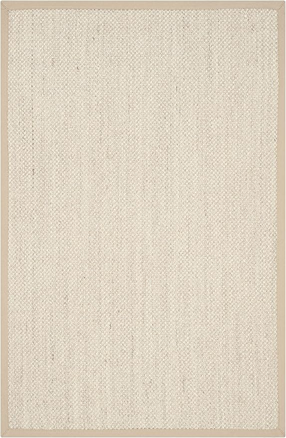 SAFAVIEH Area Rug 4x6 - Natural Fiber Collection - Marble & Linen Color, Sisal, Woven Design with Border (NF143B)