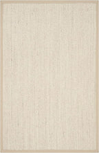 SAFAVIEH Area Rug 4x6 - Natural Fiber Collection - Marble & Linen Color, Sisal, Woven Design with Border (NF143B)