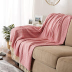 DII Diamond Stitch Woven Throw, Organic Modern, 50 x 60, Rose