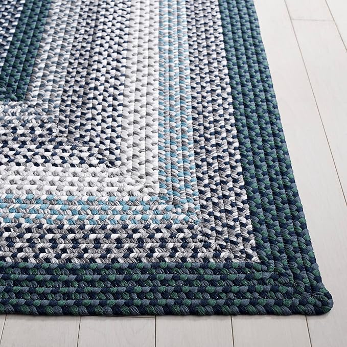 SAFAVIEH Washable Rug Outdoor Braided Collection - 6' x 9', Teal & Multi, Handmade & Reversible, Non-Shedding & Easy to Clean, Ideal for Patio, Backyard, Mudroom (BRD308J)