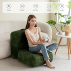 HIGOGOGO 8" Extra Thick Floor Pillow Cushion for Adults, Meditation Cushion Pillow, Large Square Floor Sitting, Tufted Corduroy Cover, for Tatami Living Room or Yoga, 22x22 Inch, Dark Green